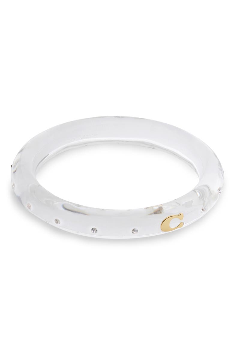 COACH Crystal Resin Bangle, Alternate, color, Clear/ Gold