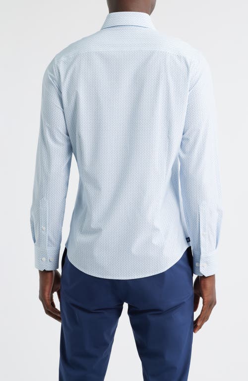 Mizzen + Main Mizzen+main Leeward Trim Fit Micropattern No Tuck Performance Button-up Shirt In Blue