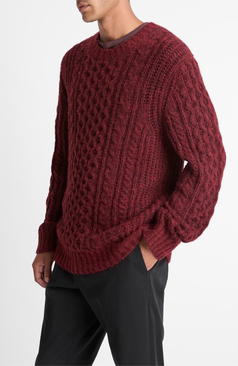 Vince Airpsun Cable Sweater, Alternate, color, Winter Berry