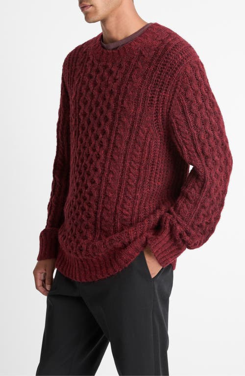 Vince Airpsun Cable Sweater In Red