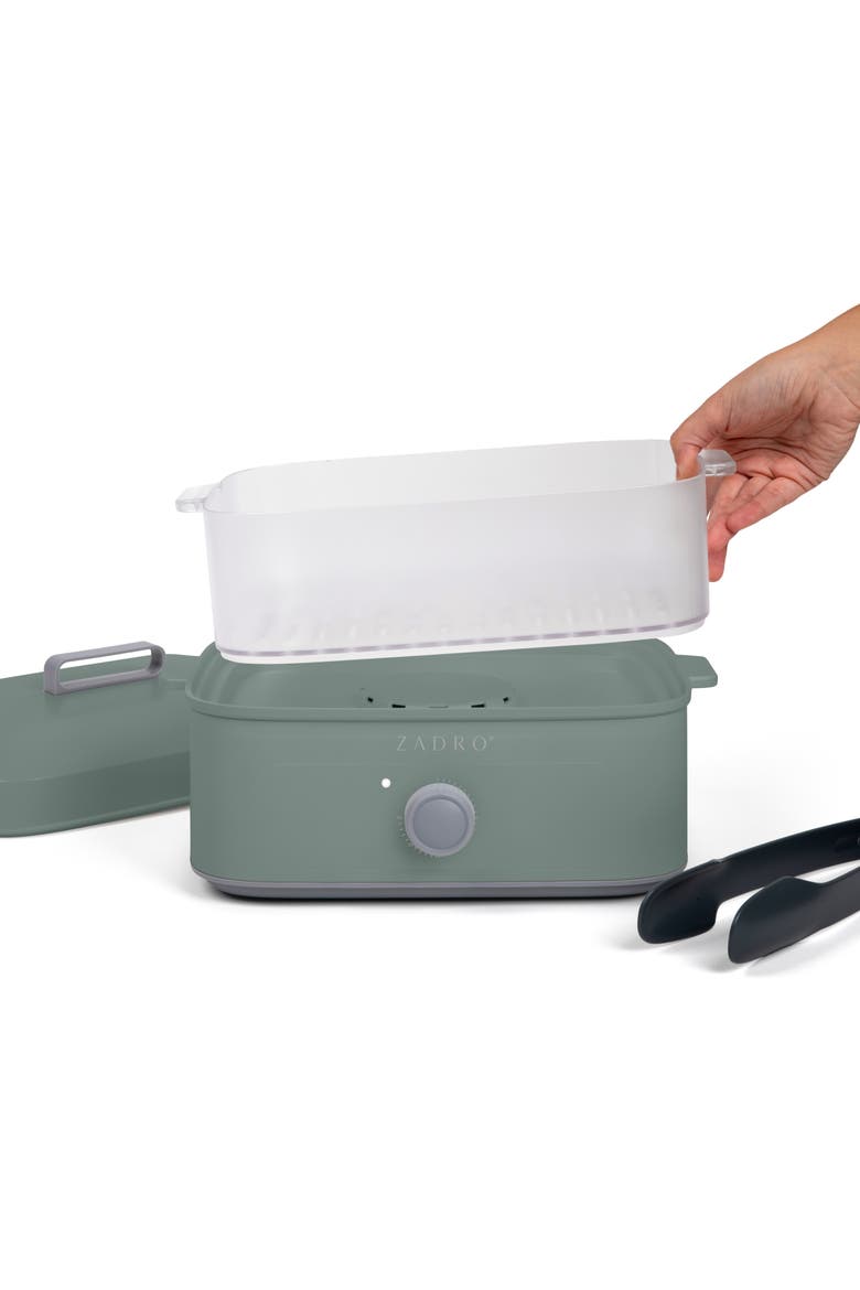 Countertop Towel Steamer with Tongs, Alternate, color, Dark Green