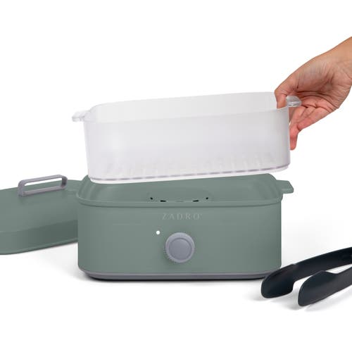 Zadro Countertop Towel Steamer With Tongs In Dark Green
