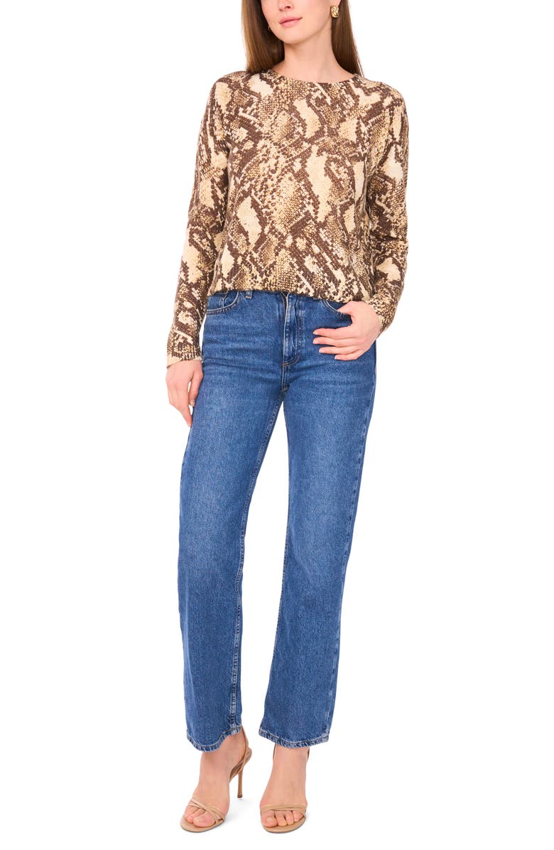 Vince Camuto Print Pullover Sweater, Alternate, color, New Ivory