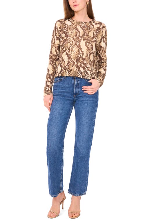Vince Camuto Print Pullover Sweater In Brown