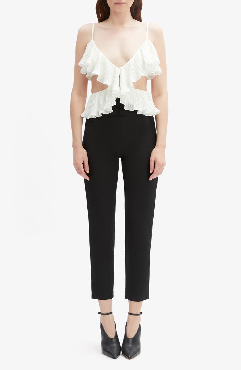 Bardot Ilara Ruffle Pleated Cutout Camisole, Alternate, color, Off White