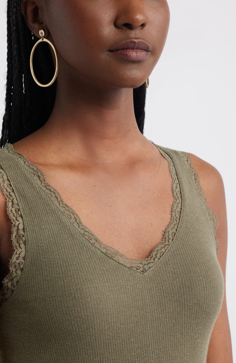 Treasure & Bond Lace Trim Pointelle Tank Top, Alternate, color, 