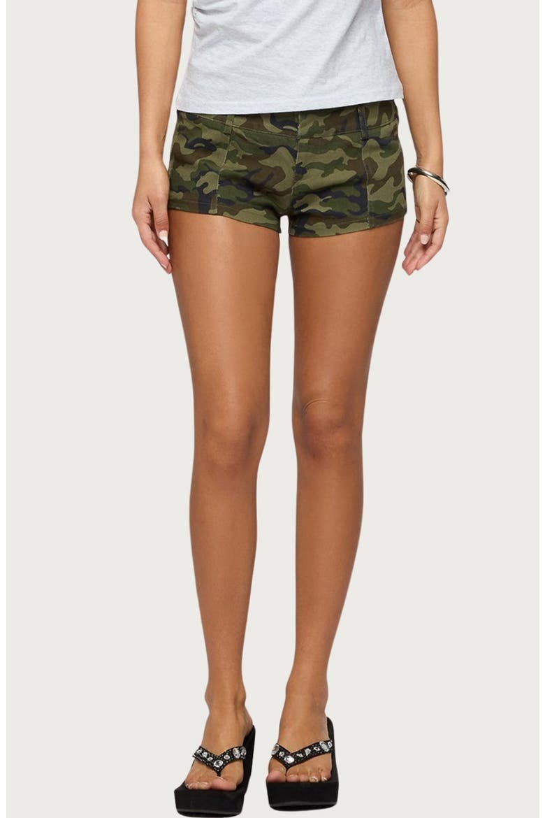 Camo Crazy Stretch Micro Shorts, Main, color, OLIVE