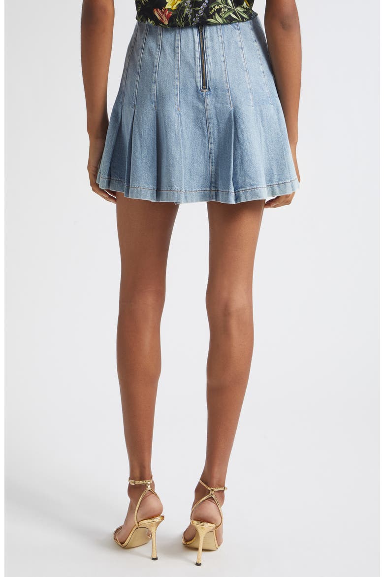 Carter Pleated Denim Miniskirt, Alternate, color, ROCKSTAR BLUE