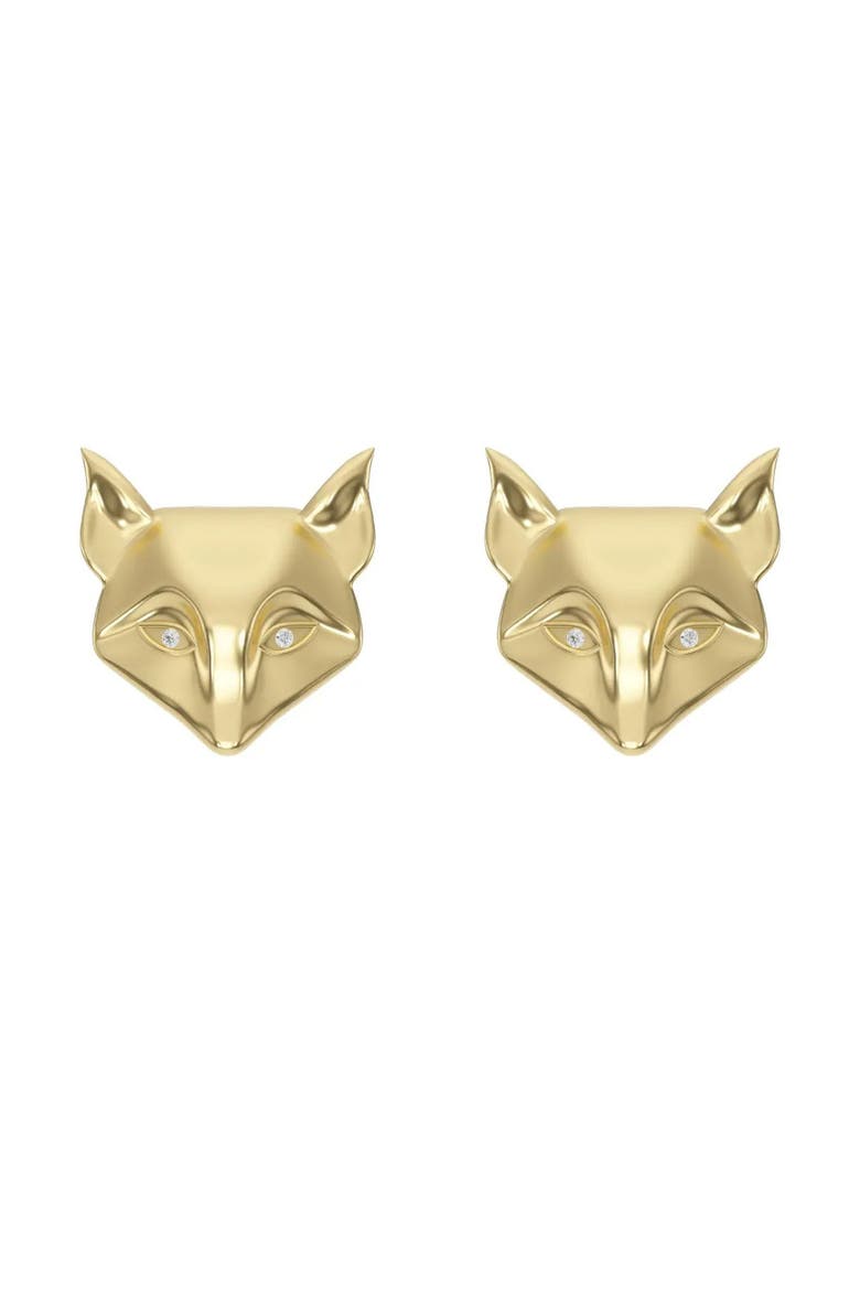 Fox Stud Earrings, Main, color, Gold