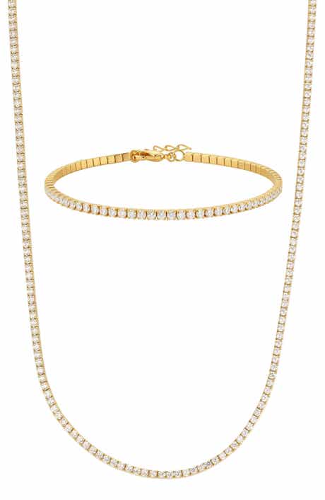 Cubic Zirconia Tennis Necklace & Bracelet Set
