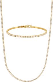 Adornia Cubic Zirconia Tennis Necklace & Bracelet Set