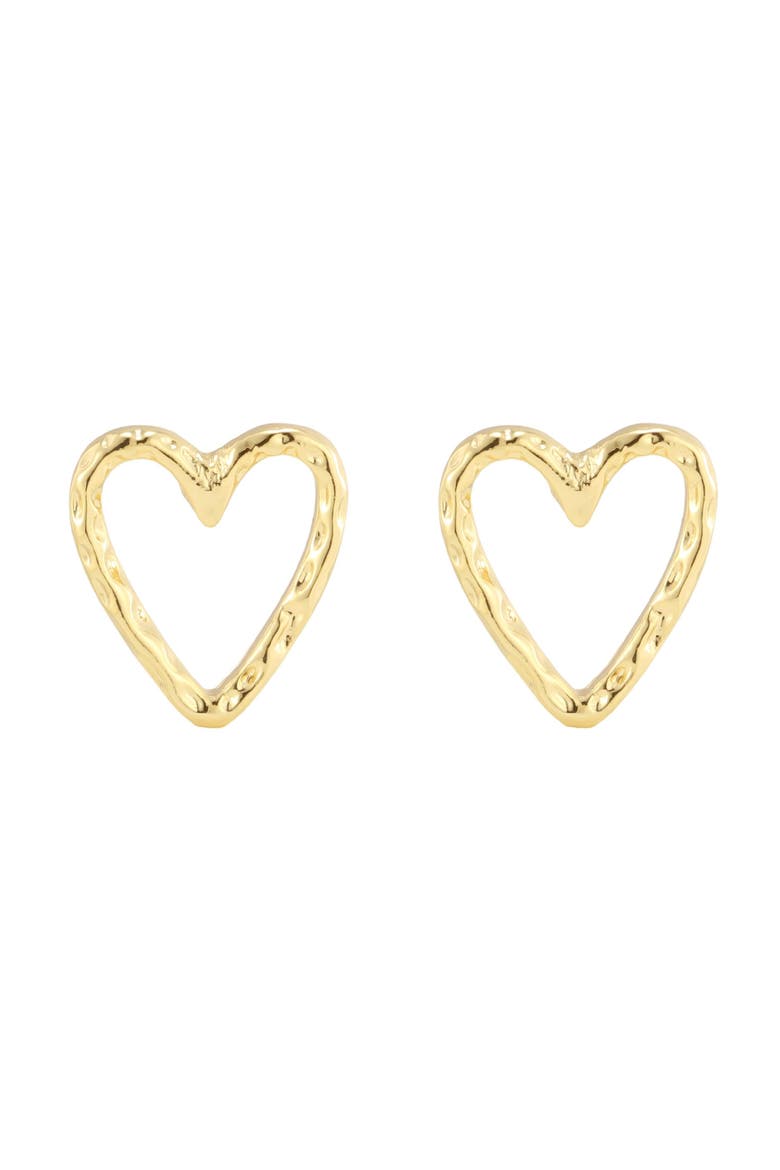 Hammered Heart Stud Earrings, Main, color, GOLD