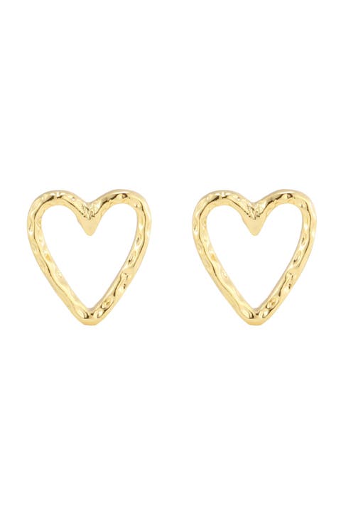 Hammered Heart Stud Earrings