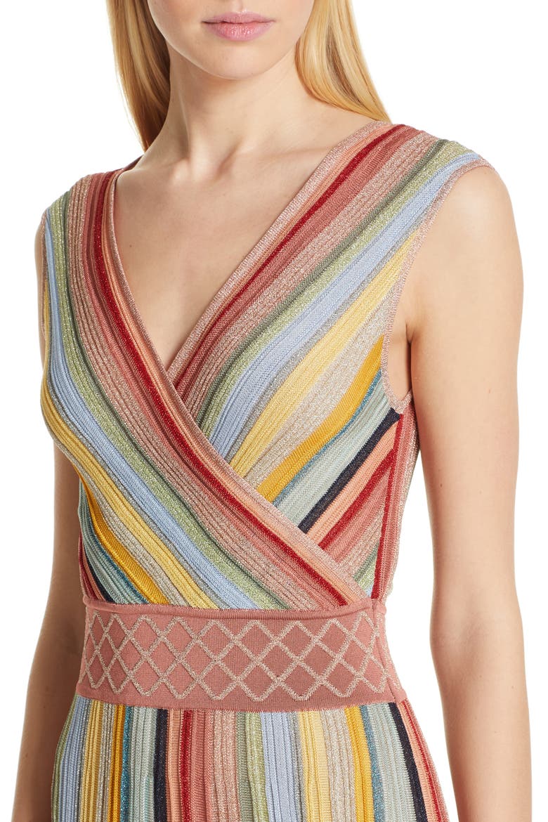 Reversible Metallic Stripe Sweater Dress, Alternate, color, PINK
