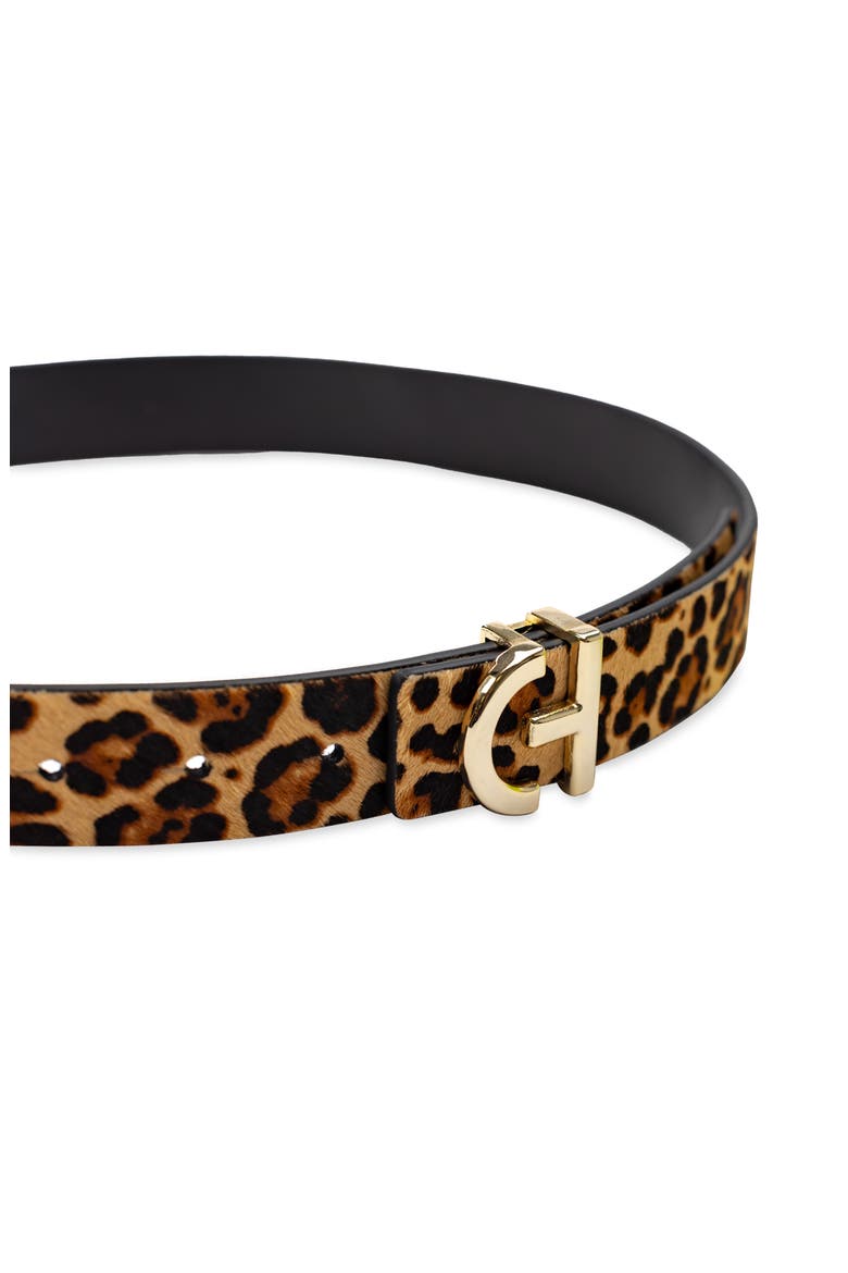 Logo Plaque Leather Belt, Alternate, color, LEOPARD