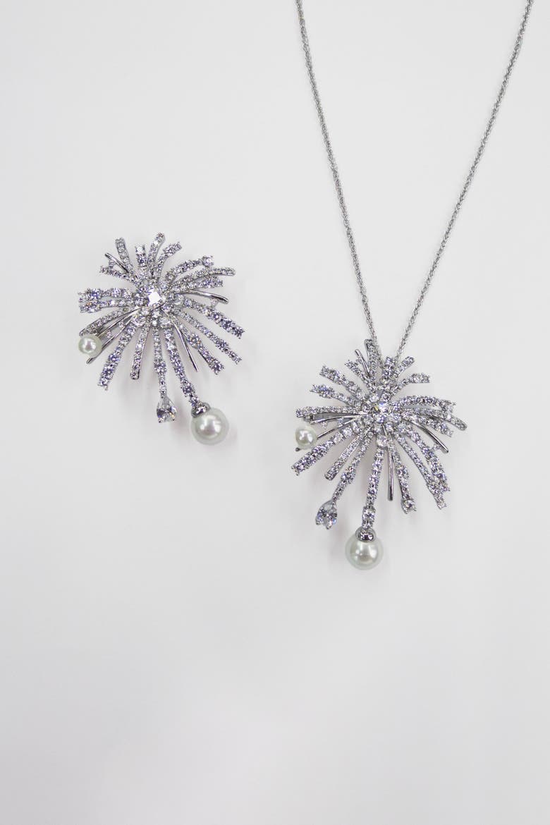 Pavé Firework Multi Way Brooch Pendant, Main, color, Silver