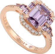 SUZY LEVIAN Rose Gold Plated Sterling Silver Emerald CZ Ring