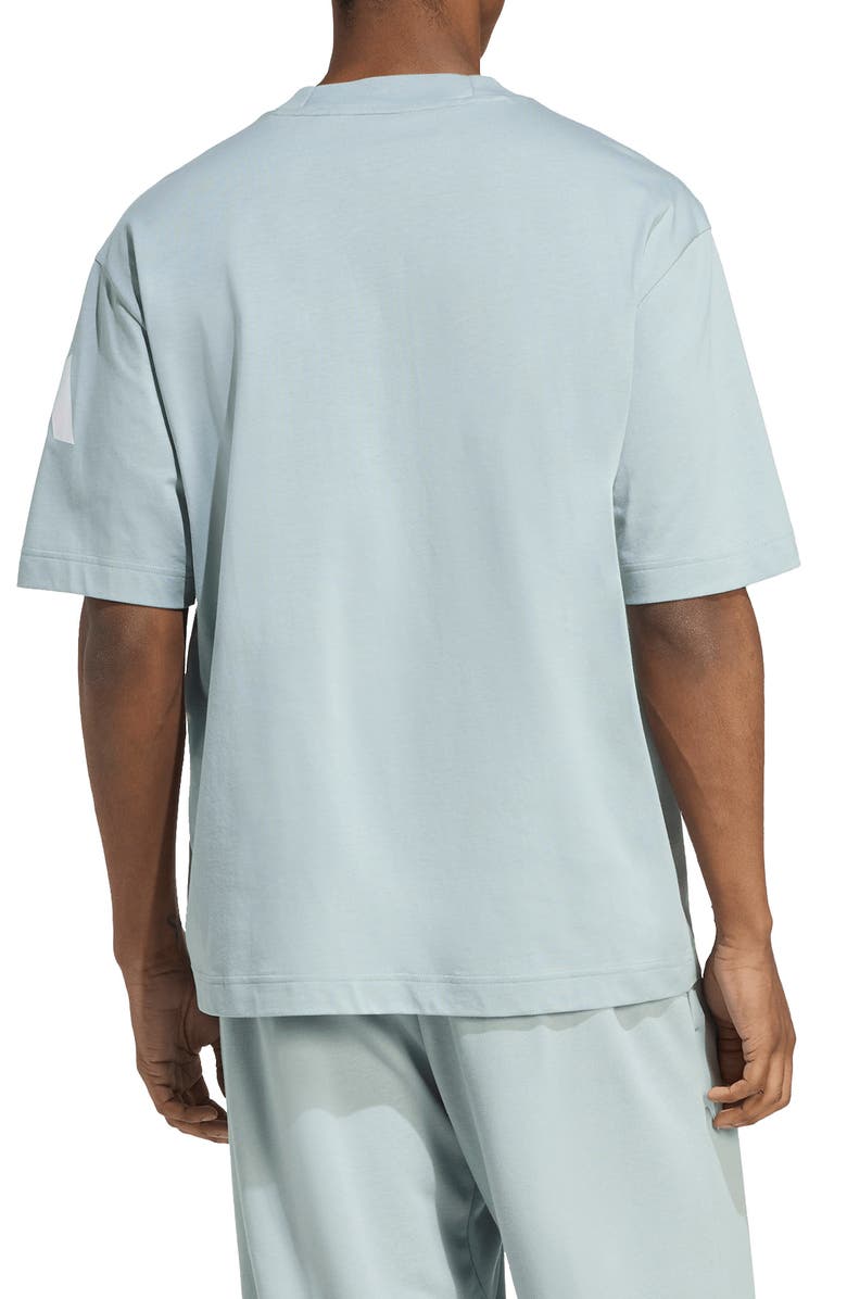 adidas Essentials Loose Fit 3-Bar Logo T-Shirt, Alternate, color, Wonder Sage/ White