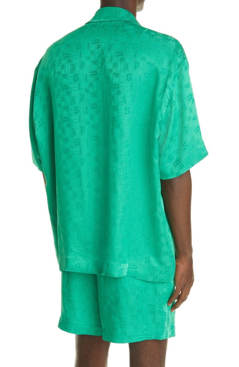 Palm Angels Monogram Jacquard Bowling Shirt, Alternate, color, 