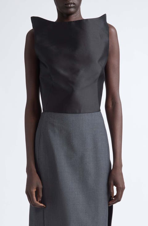 Sleeveless Silk & Wool Top