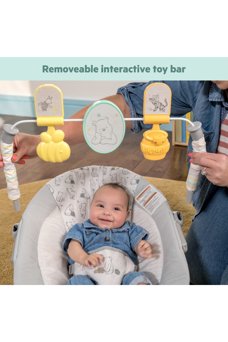 Disney Baby Winnie the Pooh Classic Pals Vibrating Bouncer, Alternate, color, GREY
