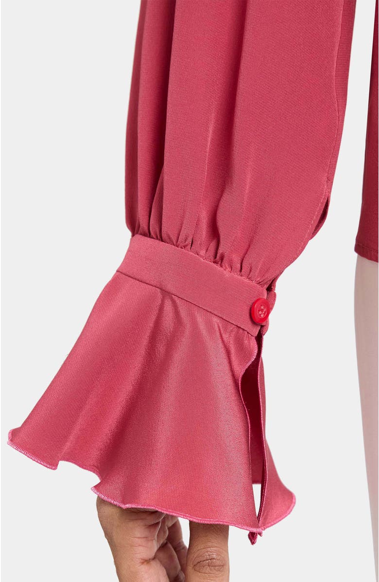 Santorelli RUE Silk Long Sleeve Blouse in Silk Crepe de Chine, Alternate, color, Peony