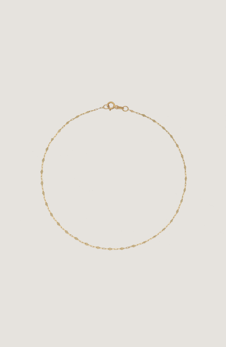 Kinn Diamond Cut Rolo Chain Anklet, Main, color, Gold