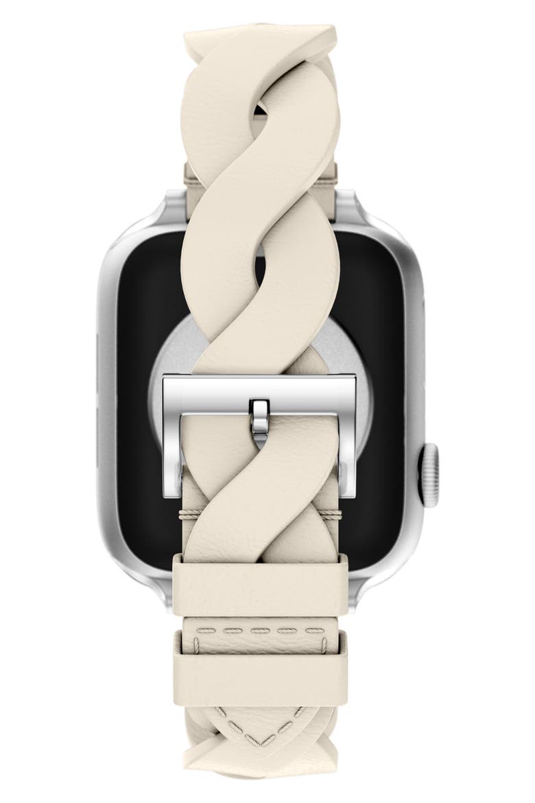 The Miller Braided Leather 20mm Apple Watch® Watchband, Alternate, color, IVORY