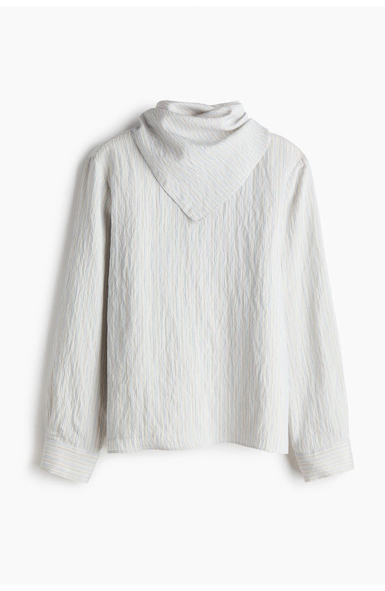 H&M Blouse With Scarf, Main, color, Light Blue/Striped