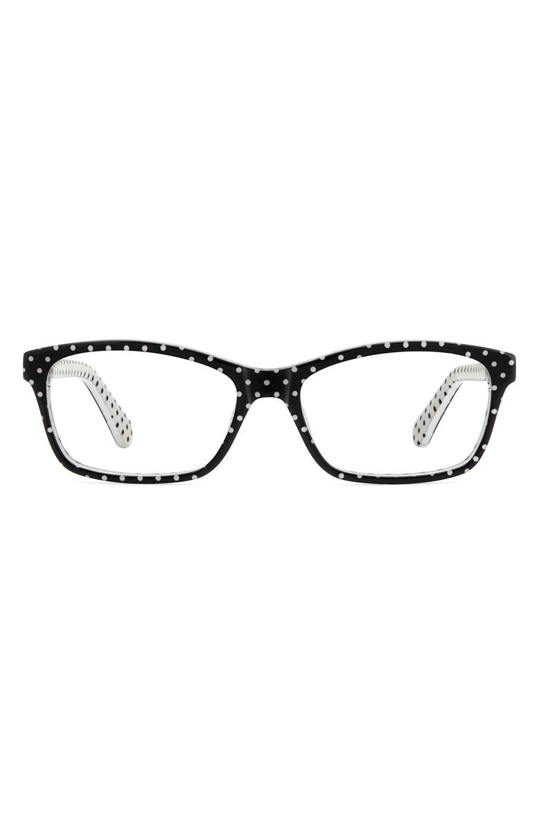 Kate Spade New York catrina 51mm rectangular optical glasses, Main, color, Black Pattern White