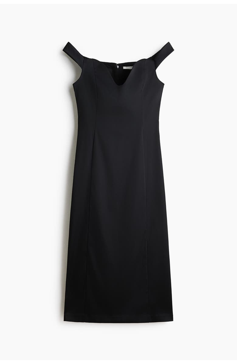 H&M Fitted Off-the-shoulder Dress, Main, color, Black