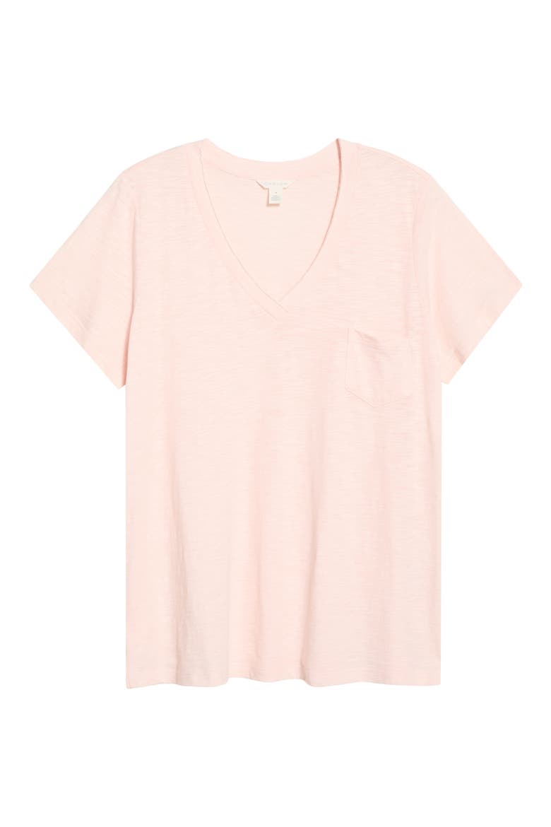 Short Sleeve Cotton & Modal V-Neck Pocket T-Shirt, Alternate, color, PINK FRESCO