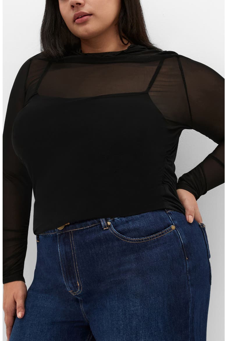 Lauryn Sheer Stretch Mesh Top, Main, color, BLACK