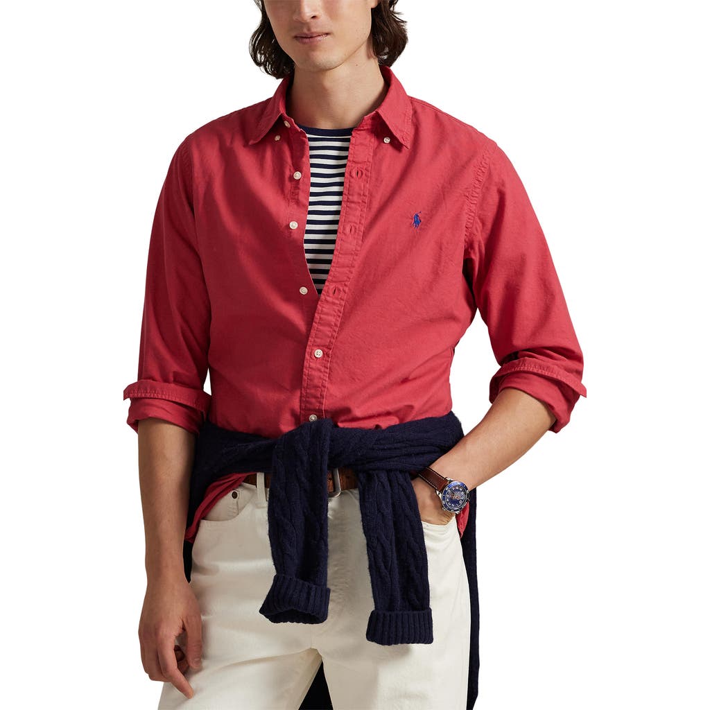 Polo Ralph Lauren Classic Oxford Button-down Shirt In Red