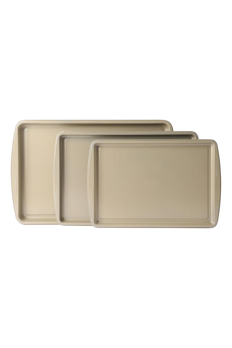 3 Piece Carbon Steel Nonstick Cookie Sheet Set in Gold, Main, color, Gold