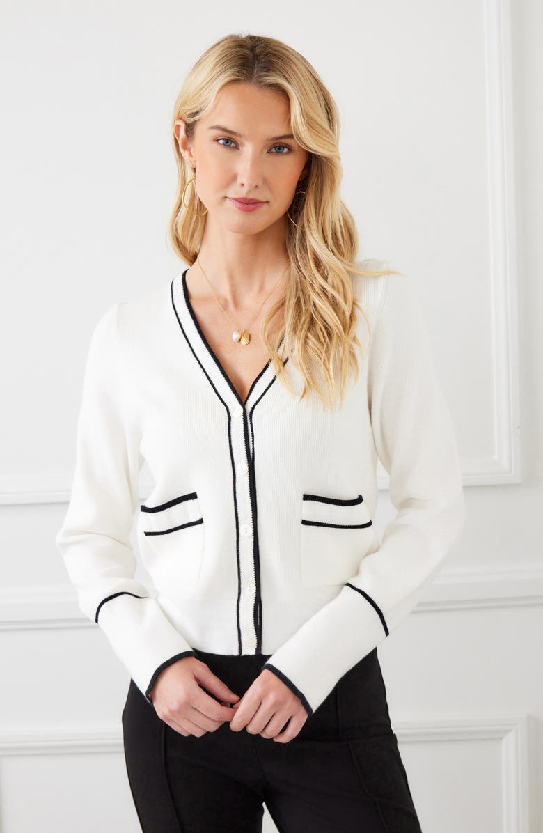 Karen Kane Contrast Trim Cardigan, Alternate, color,