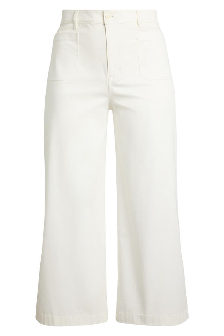 High Waist Stretch Cotton Crop Chino Pants, Alternate, color, WHITE
