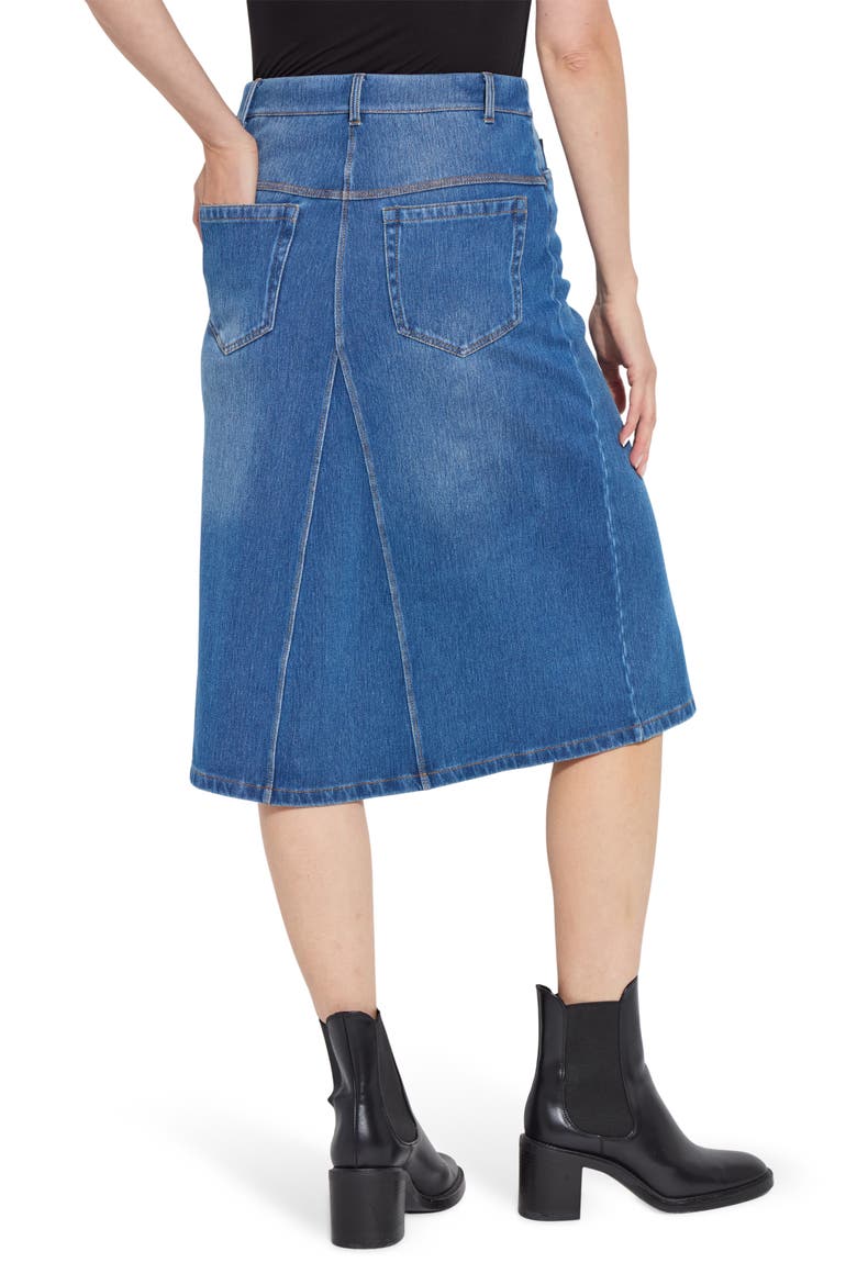 'Lyssentials Bella Denim Skirt, Alternate, color, MID WASH