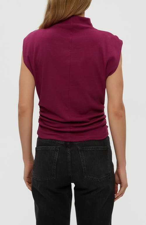 Michael Stars Amara Cropped Power Shoulder Tee In Red