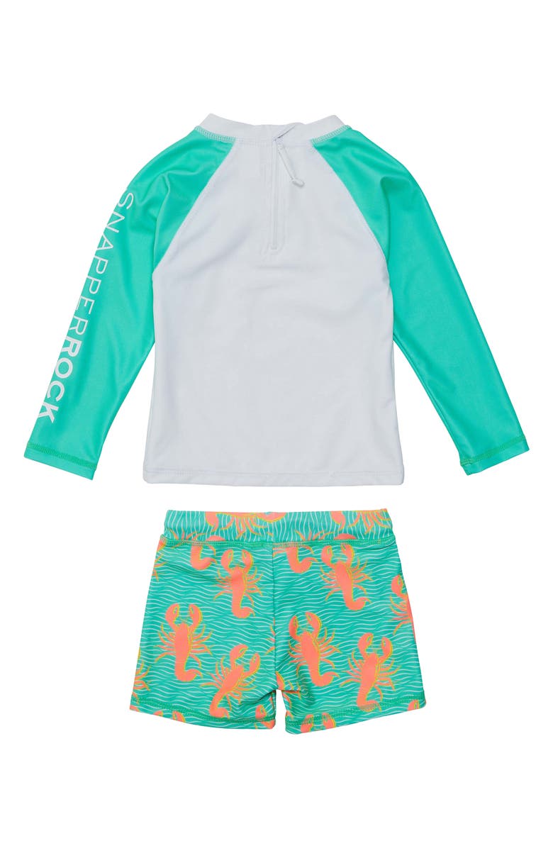 Snapper Rock Ocean Clawed Two-Piece Rashguard Swimsuit, Alternate, color, Mint