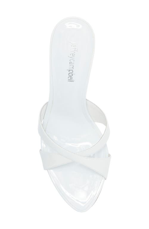 Jeffrey Campbell Symone Pointed Toe Slide Sandal In White Patent