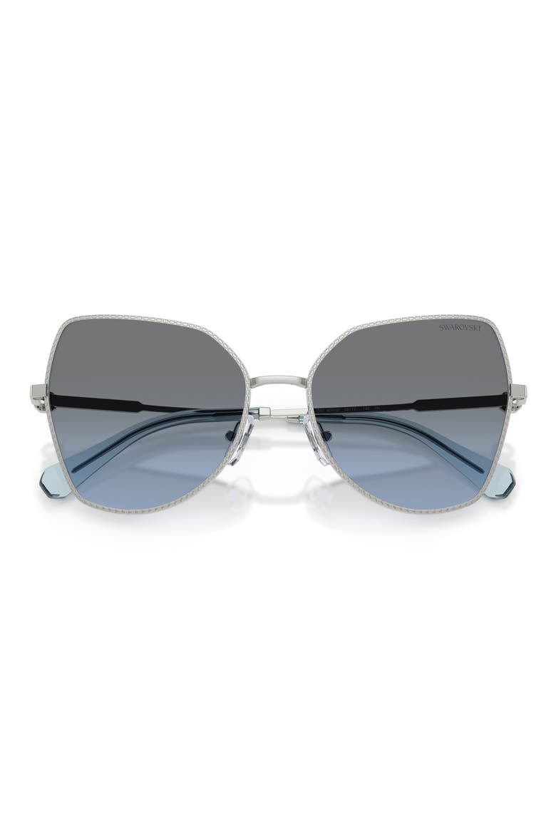 58mm Butterfly Sunglasses, Alternate, color, SILVER / BLUE GRADIENT GREY
