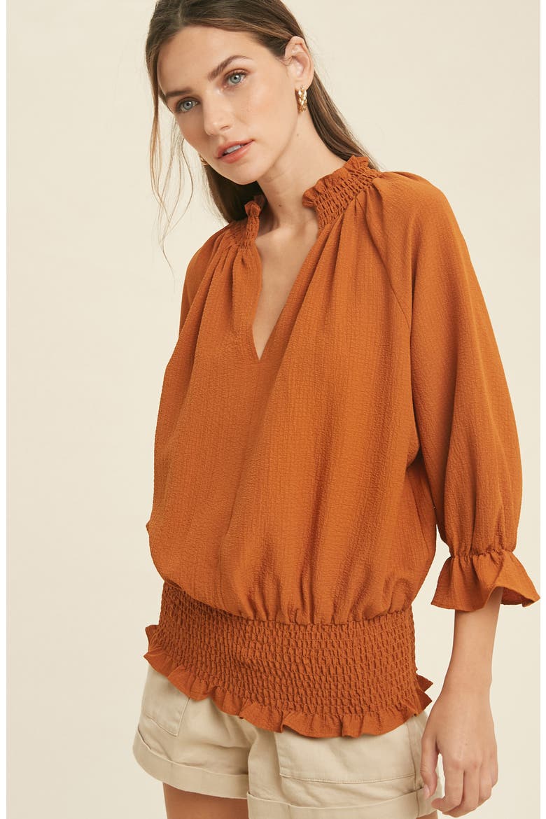 Textured Smocked Ruffle Top, Alternate, color, GUCCI