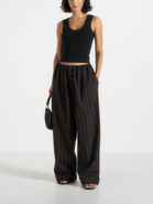 Manière De Voir Ivanna Elasticated Wide Leg Striped Cotton Pants