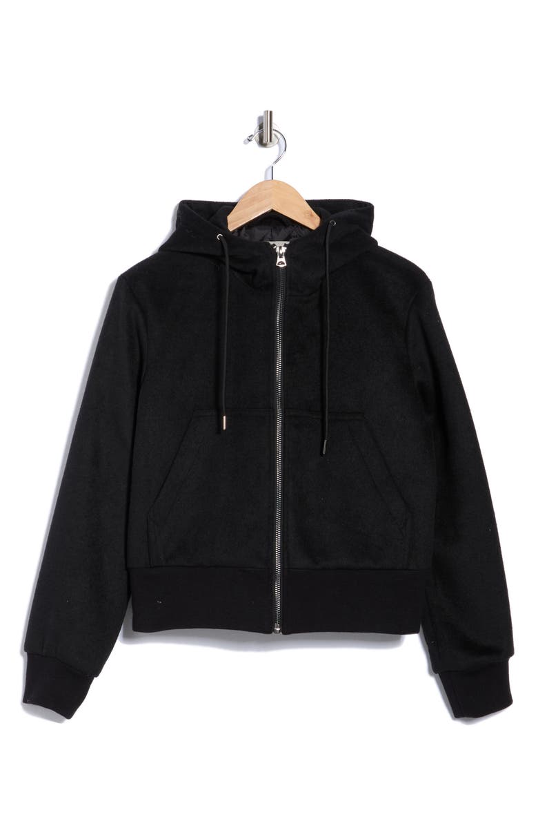 Hudson Jeans Hooded Full Zip Jacket, Alternate, color, Black