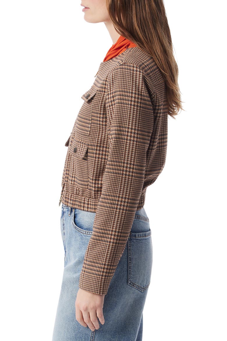 Lena Check Zip-Up Jacket, Alternate, color, DOWNTOWN BROWN