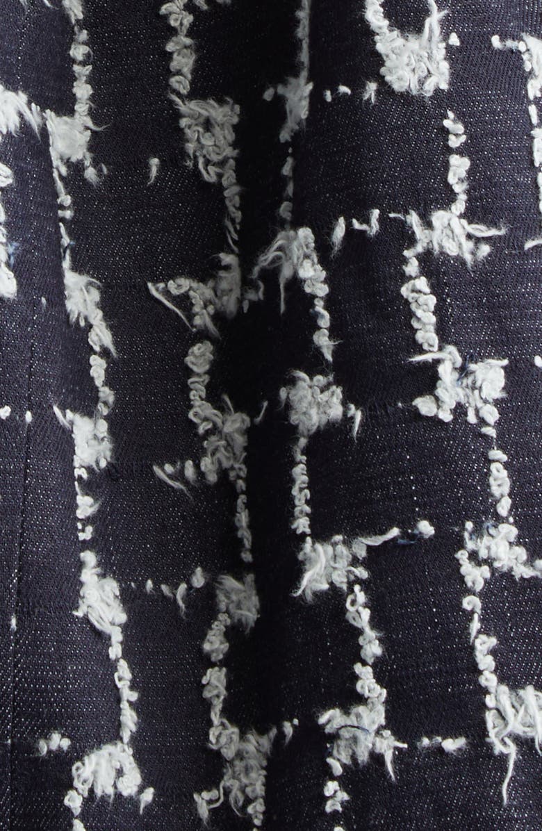 Oscar de la Renta Frayed Jacquard Denim Fit & Flare Minidress, Alternate, color, Indigo