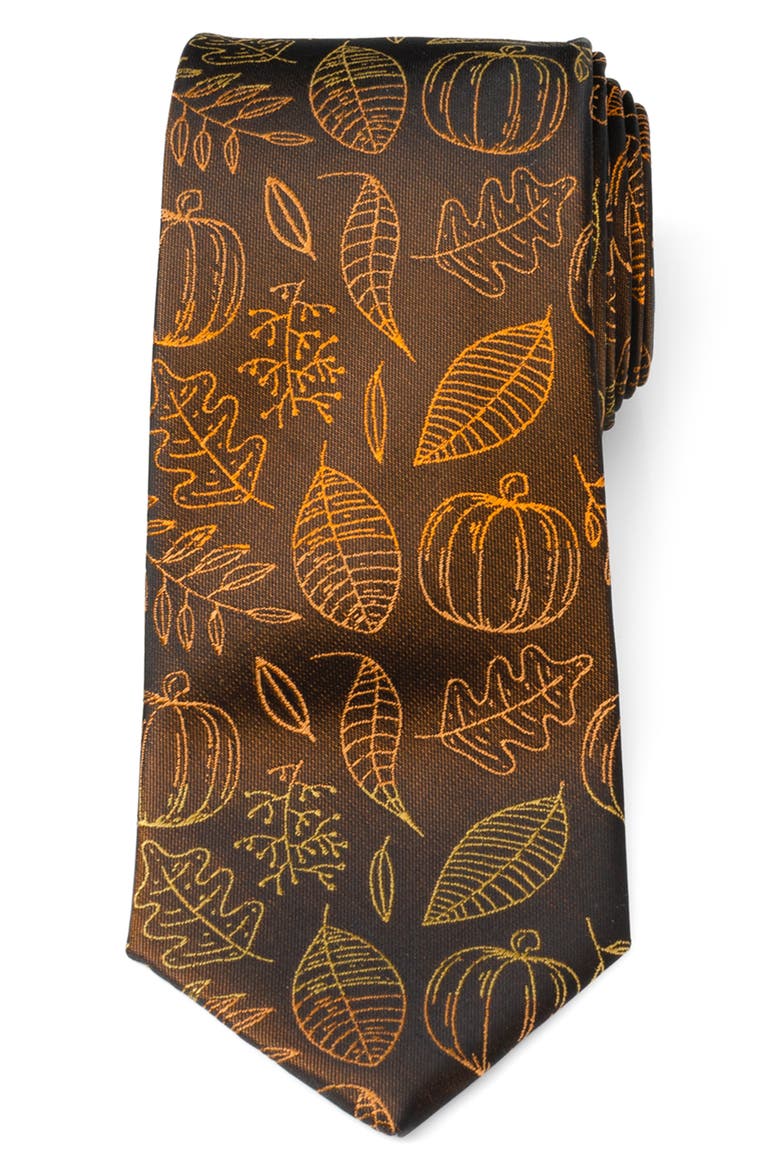 Fall Spice Silk Blend Tie, Main, color, BROWN