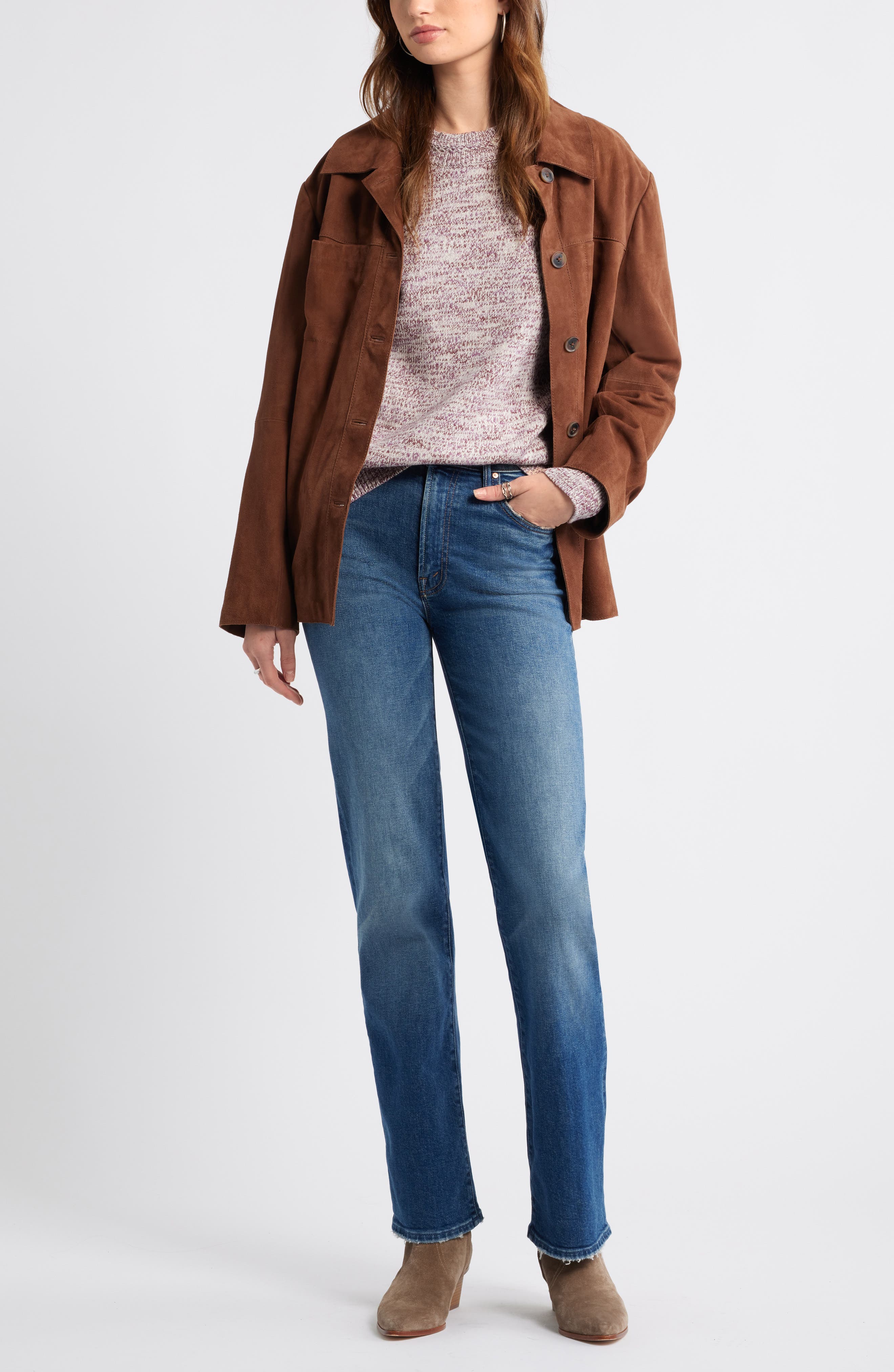 Marl Balloon Sleeve Crewneck Sweater - image 4