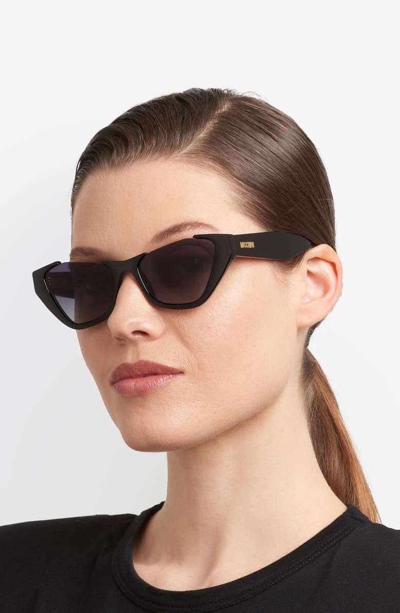 Moschino 53mm Cat Eye Sunglasses, Alternate, color, Black/ Dark Grey